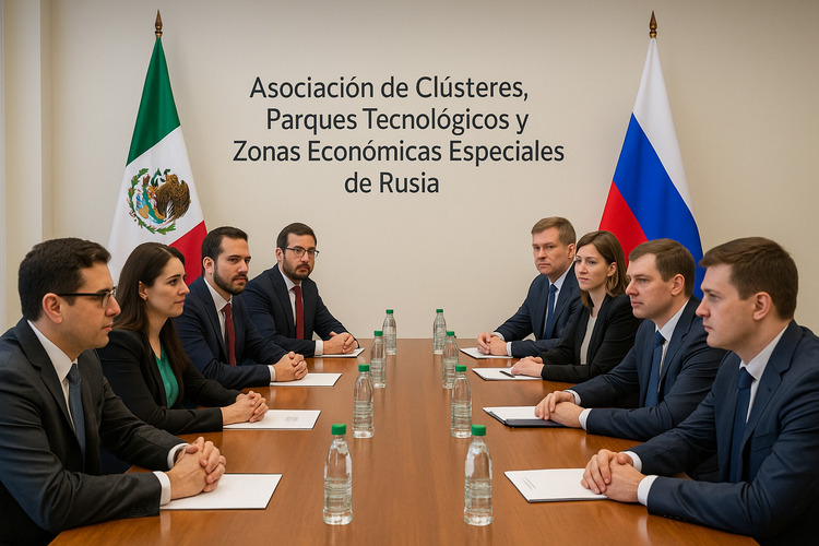 Delegaciones de México y Rusia en reunión oficial en Moscú.